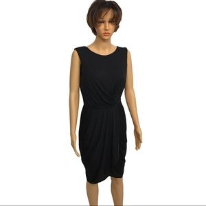 NWT $268 BCBGMaxAzria Black Pleated Jersey Dress M